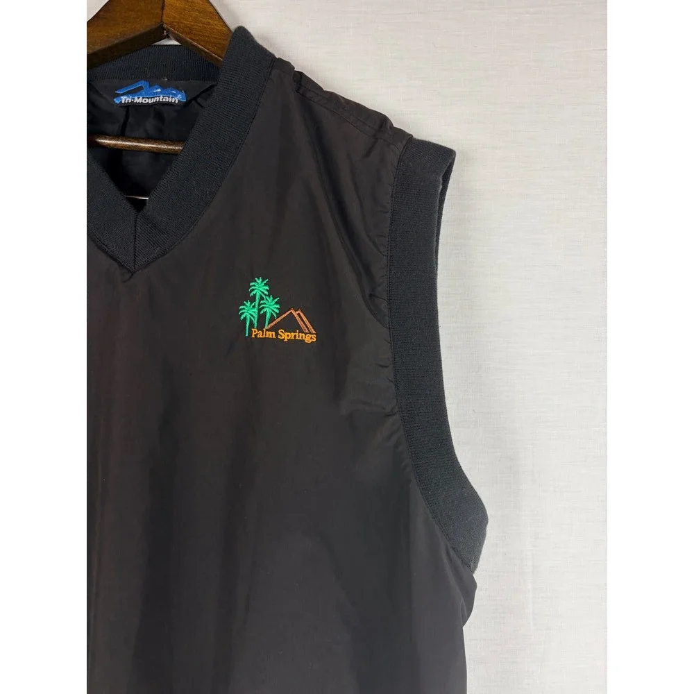 Tri-Mountain Mens Palm Springs Windbreaker Vest Black V-Neck Golf Pullover Small
